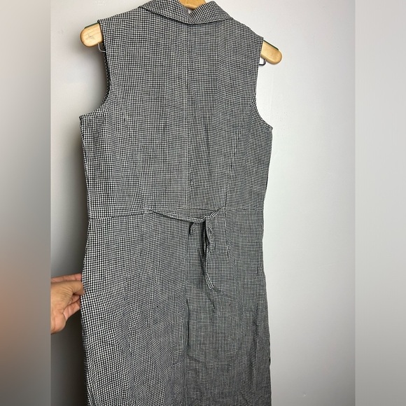 VTG Rafaella Y2K Size 8 100% Linen Checkered Black -White Cottage Holiday Edgy - Picture 4 of 15